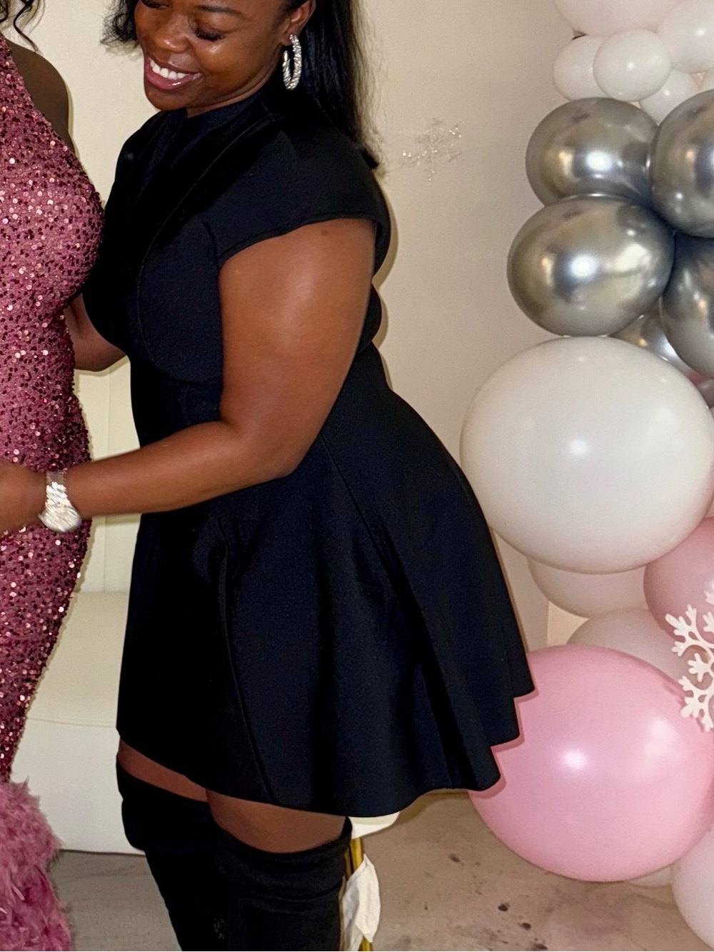 Fit-and-Flare Mini Dress - Black - Picture 6 of 6
